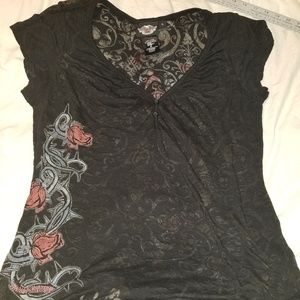 Harley Davidson Sexy Burnout T with rose graphics